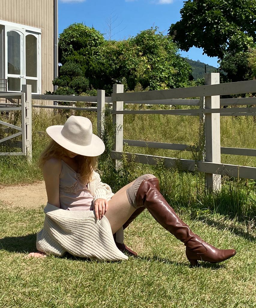 Moodnight Nora Span Knee-High Boots Leather - 3Color 6.5Cm Spandex Knee-High Boots