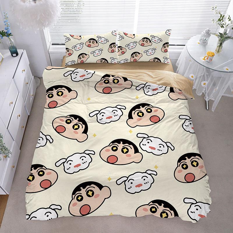 Cartoon Shin-chan Duvet Cover Luxury Crayon Shin-chan Bedding Set Pillowcase 2/3/pcs Adult Children Gift Single Double