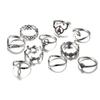 10 Pcs / Set New Arrival Flower Gemstone Carved Ring Set Bohemian Vintage Jewelry Women Accessories ADM