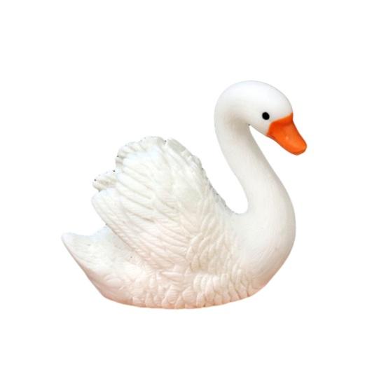 Yousheng Miniature Swan Figurine Mini White Swan Resin Statue Realistic Animal Ornament Dollhouse Fairy Garden Micro Landscape