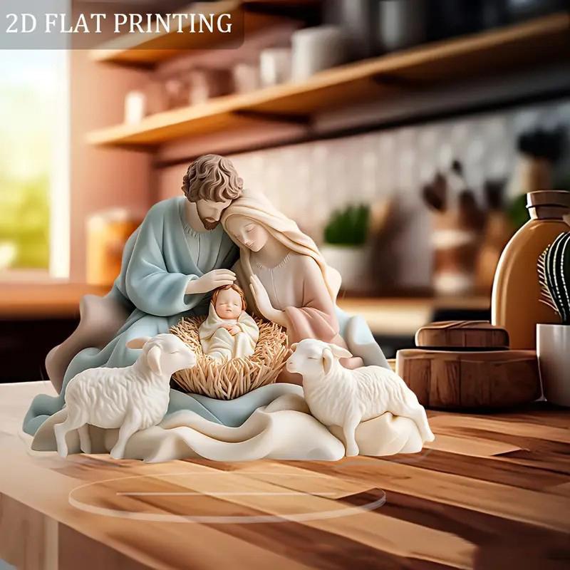 2026 New Nativity Jesus Birth Scene Xmas Table Centerpiece Accessory 2D Flat Acrylic For Home Office Decoration Party Ornment