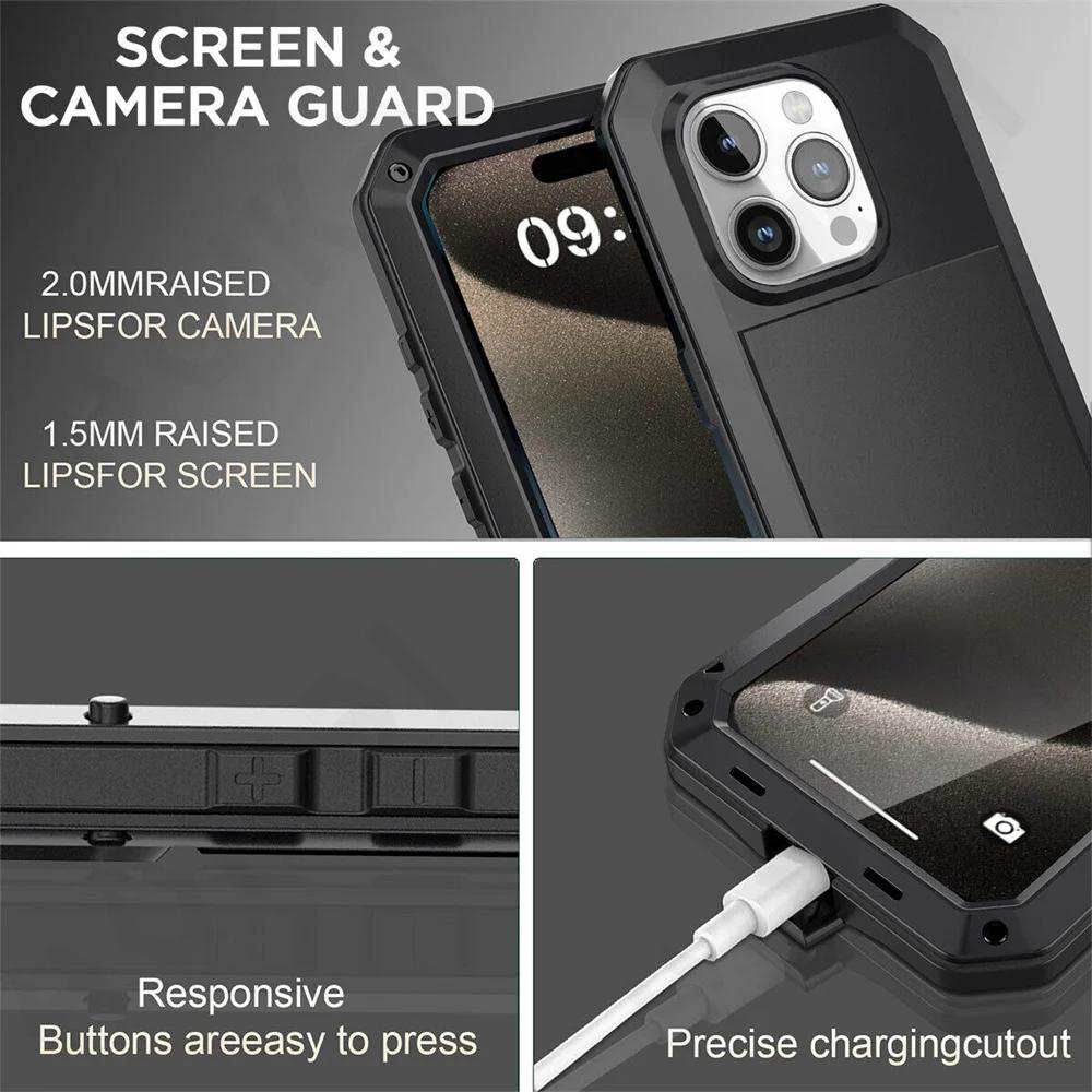 Hoesje Voor iPhone 17 16 15 14 13 12 11 Pro Max XS XR 8 7 Plus SE Metaal Heavy Duty 360 Volledige Body Schokbestendig Pantser Beschermhoes