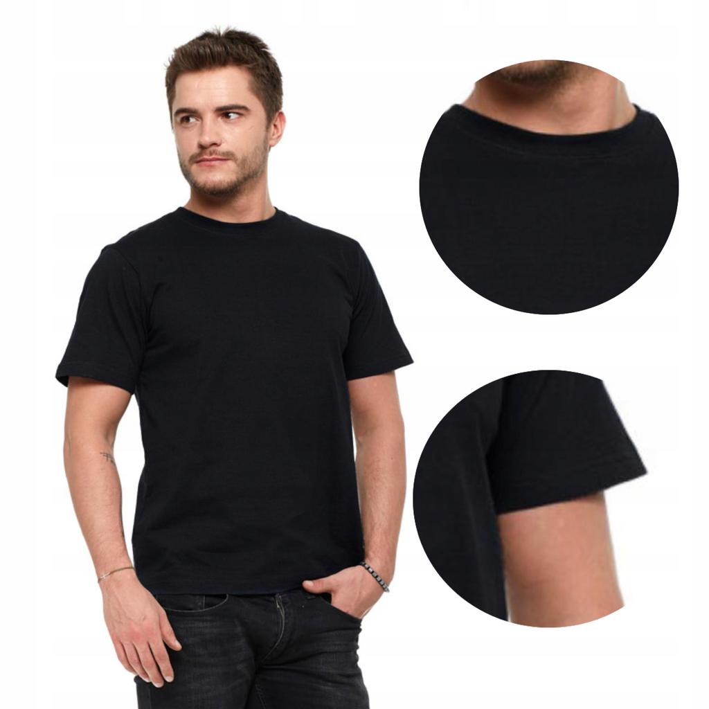 T-Shirt Men's Cotton Short Sleeve 4XL Black