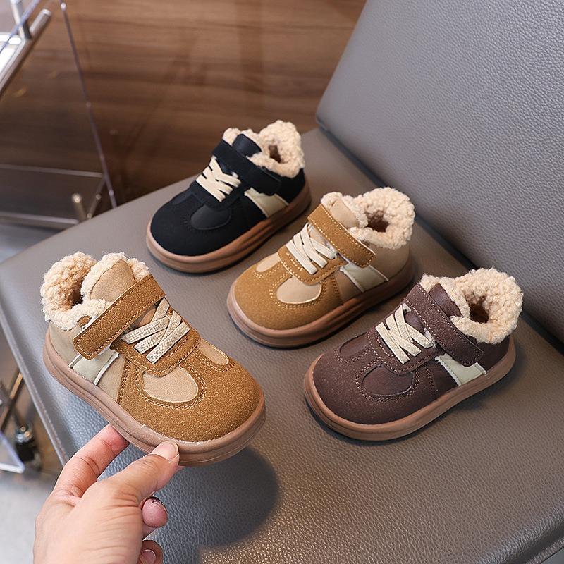 Children's Sneakers Baby Skate Shoes 2024 Autumn Winter Plush Warm Girls' Outdoor Cold Proof Casual Comfort Run Cotton Shoes