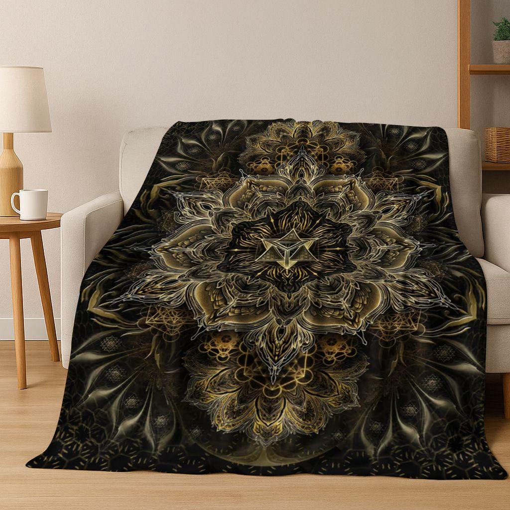 Coperta in Flanella Fiore Mandala Arcobaleno Chakra Yoga Arte Bohemien, Coperta Morbida e Accogliente per Casa Camera da Letto Letto Divano, Regalo per Bambini
