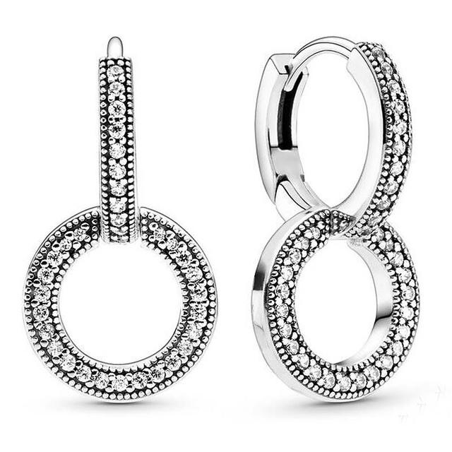 925 Sterling Silver Earring Rose Solitaire Huggie Polished Crown O Elevated Heart Earring With Crystal For Women Fashion Jewelry