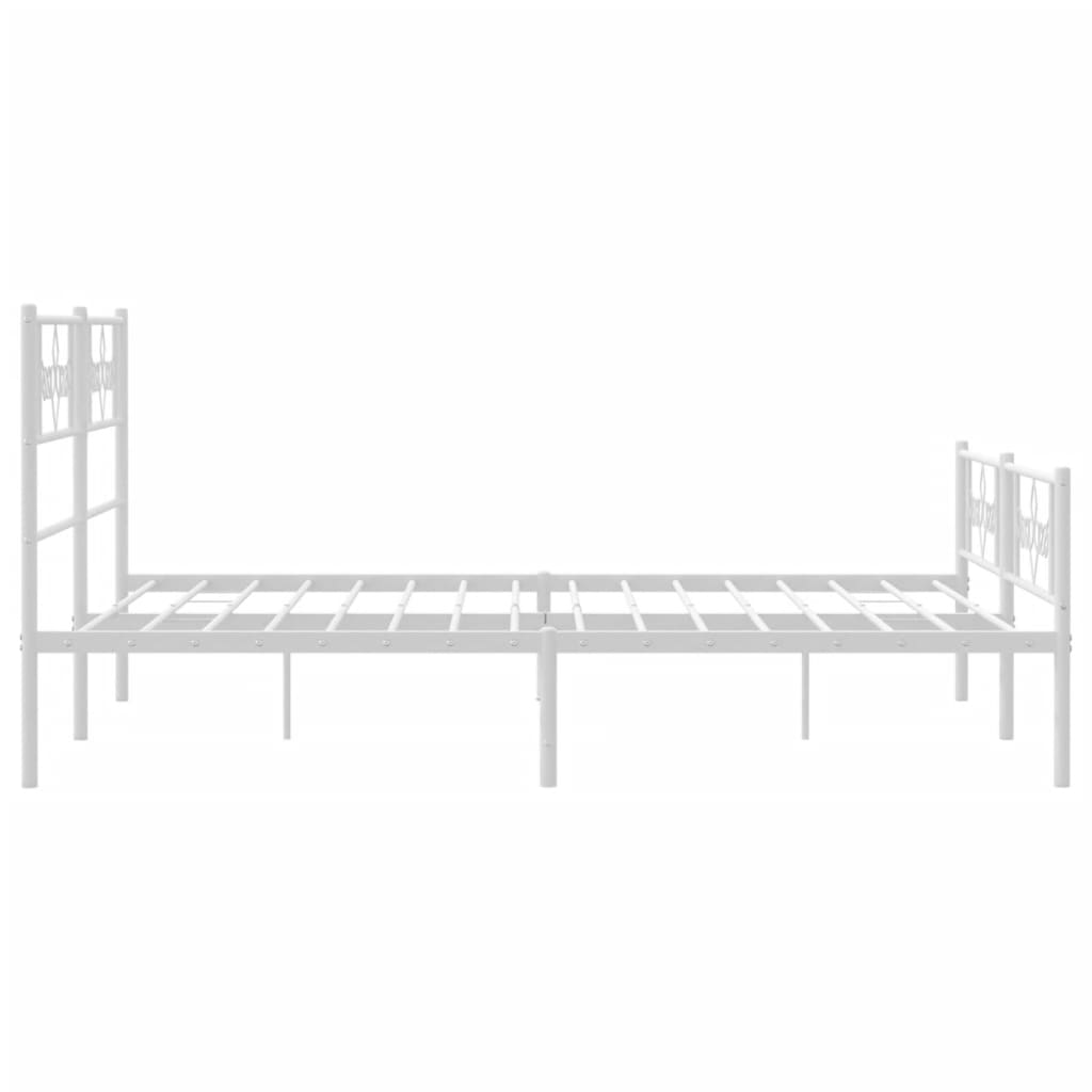 Vidaxl Metal Bed Frame with Headboard and Footboard, White, 120X190 Cm