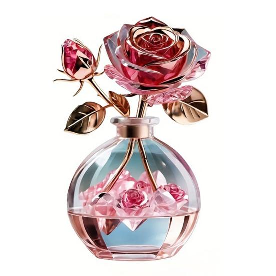 Acrylic Rose Ornament, 2D Flat Flower Decoration with Base, Table Centerpiece Rose Ornament, Romantic Desktop Decor for Home Shelf Cabinet