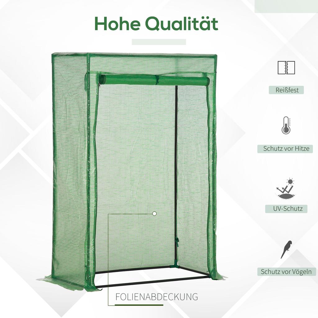 100 x 50 x 150cm Tomato Greenhouse Steel Frame PE Cover with Roll-up Door Outdoor for Backyard, Balcony, Garden, Green