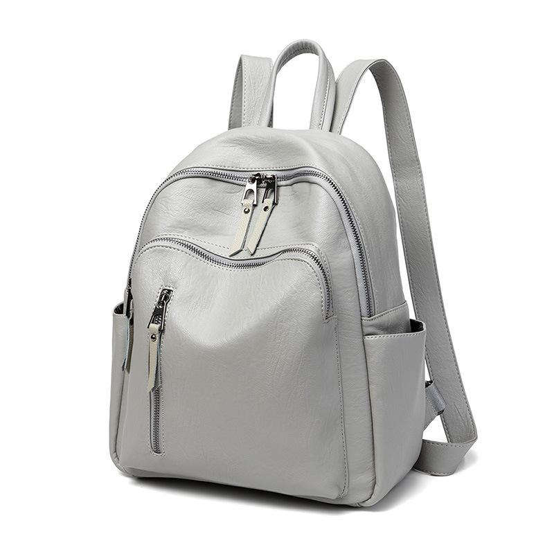 Backpack Women's Trend Pu Soft Leather Women's Bag College Style Leisure Travel Bag