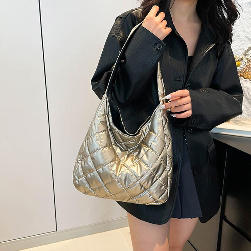 Puffer-Umhängetasche für Damen, gepolsterte Tragetasche aus Daunenbaumwolle, Bubble-Handtasche, Geldbörse, große Shopper-Tasche