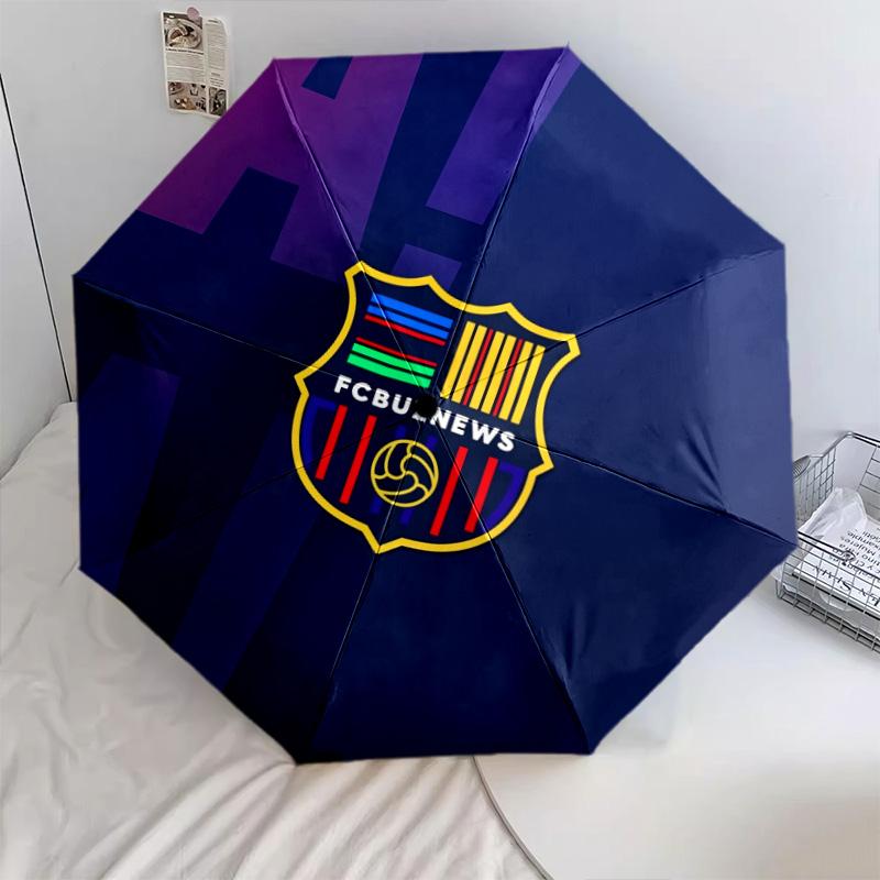 FC Barcelona Pattern, Automatic Folding Umbrella, Portable and Foldable Design, 8 Ribs, a Christmas or Birthday Gift.