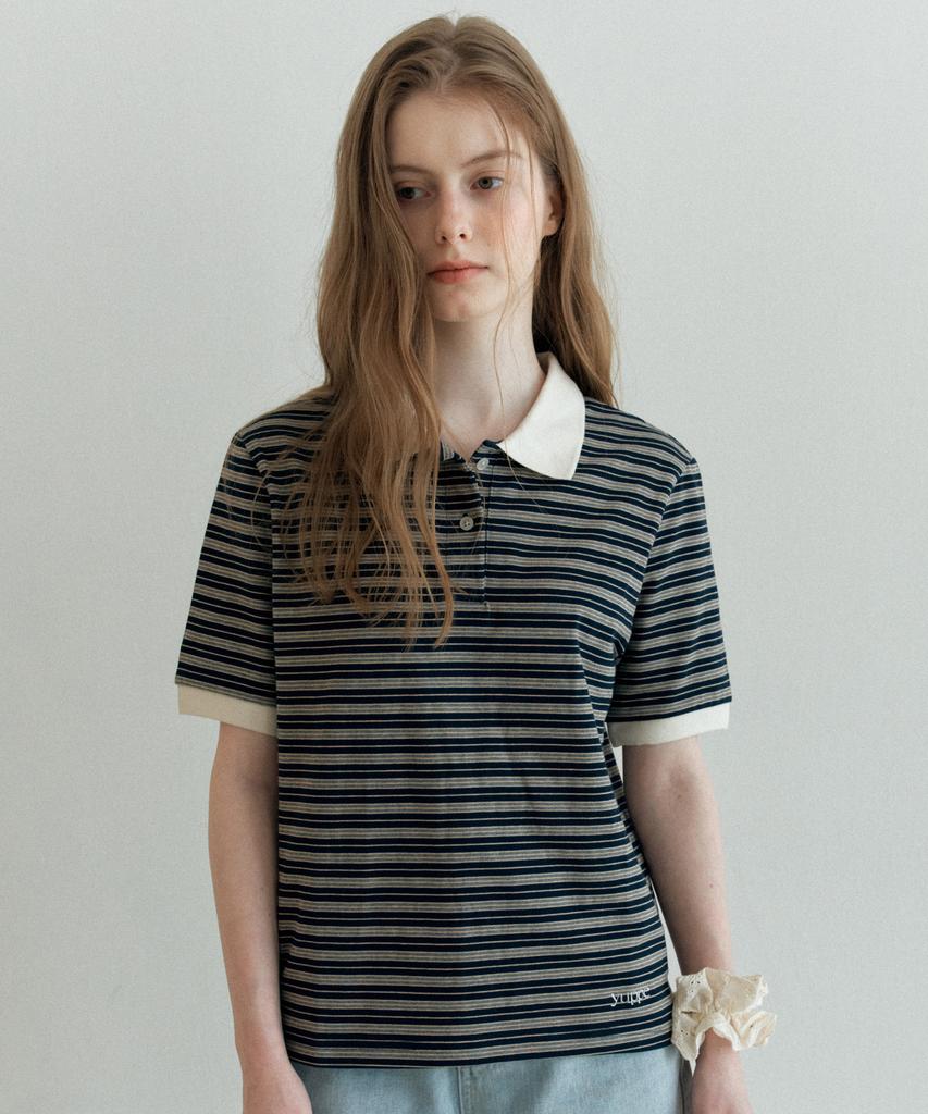 YUPPE Button Stripe T-Shirt_Navy