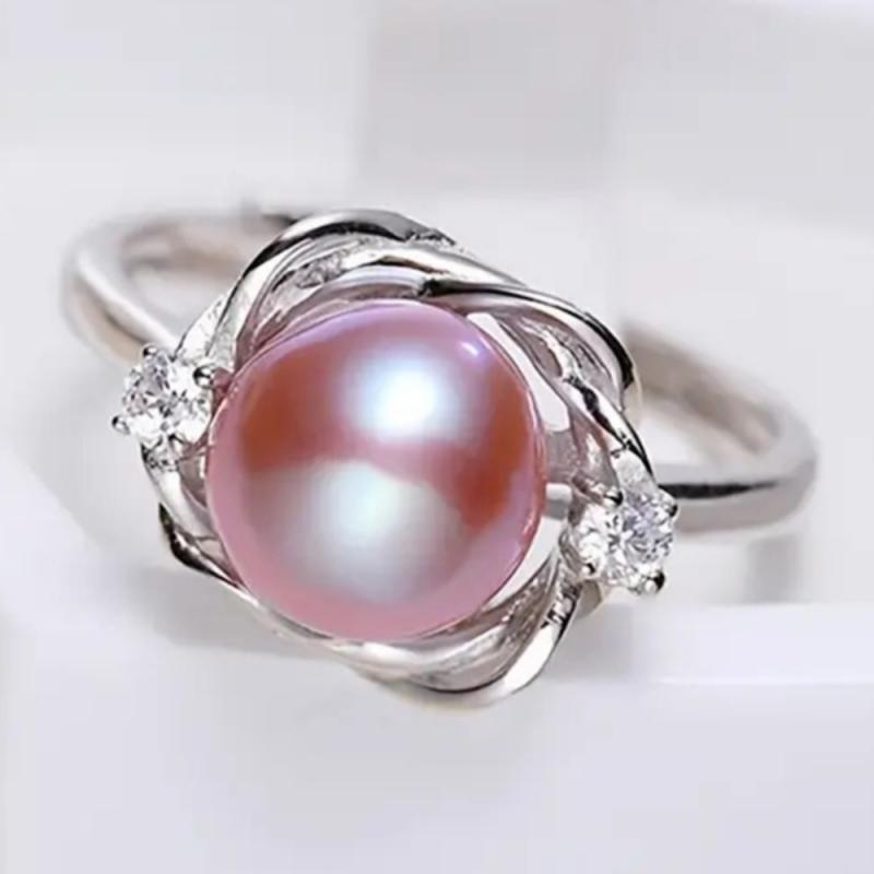 Luxurious and Fashionable Zircon Imitation Pearl Women's Ring, Suitable for Brides' Engagement, Wedding Parties, Jewelry Gifts