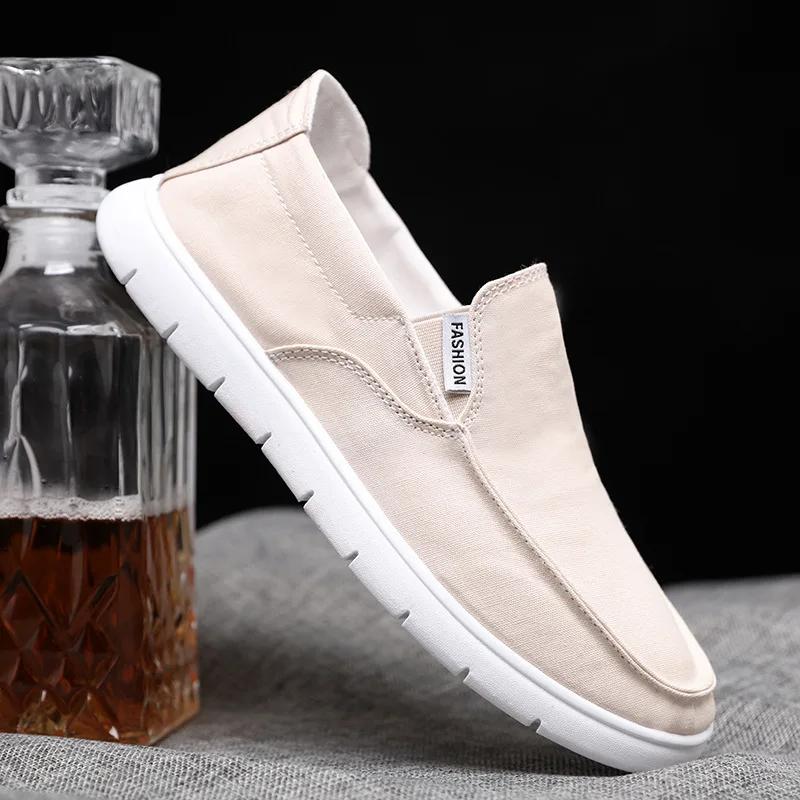 Chaussures en Toile Légères pour Homme 2024 Été Mode Respirantes Plates de Marche Antidérapantes Confortables Mocassins de Conduite Décontractés à Enfiler
