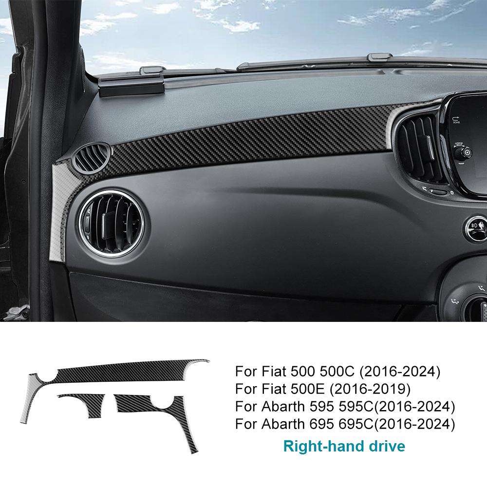 Real Soft Carbon Fiber Sticker For Fiat 500 500C/Abarth 595 595C /695 695C 2016 2017 2018-2024 500e 16-19 Car Instrument Strip