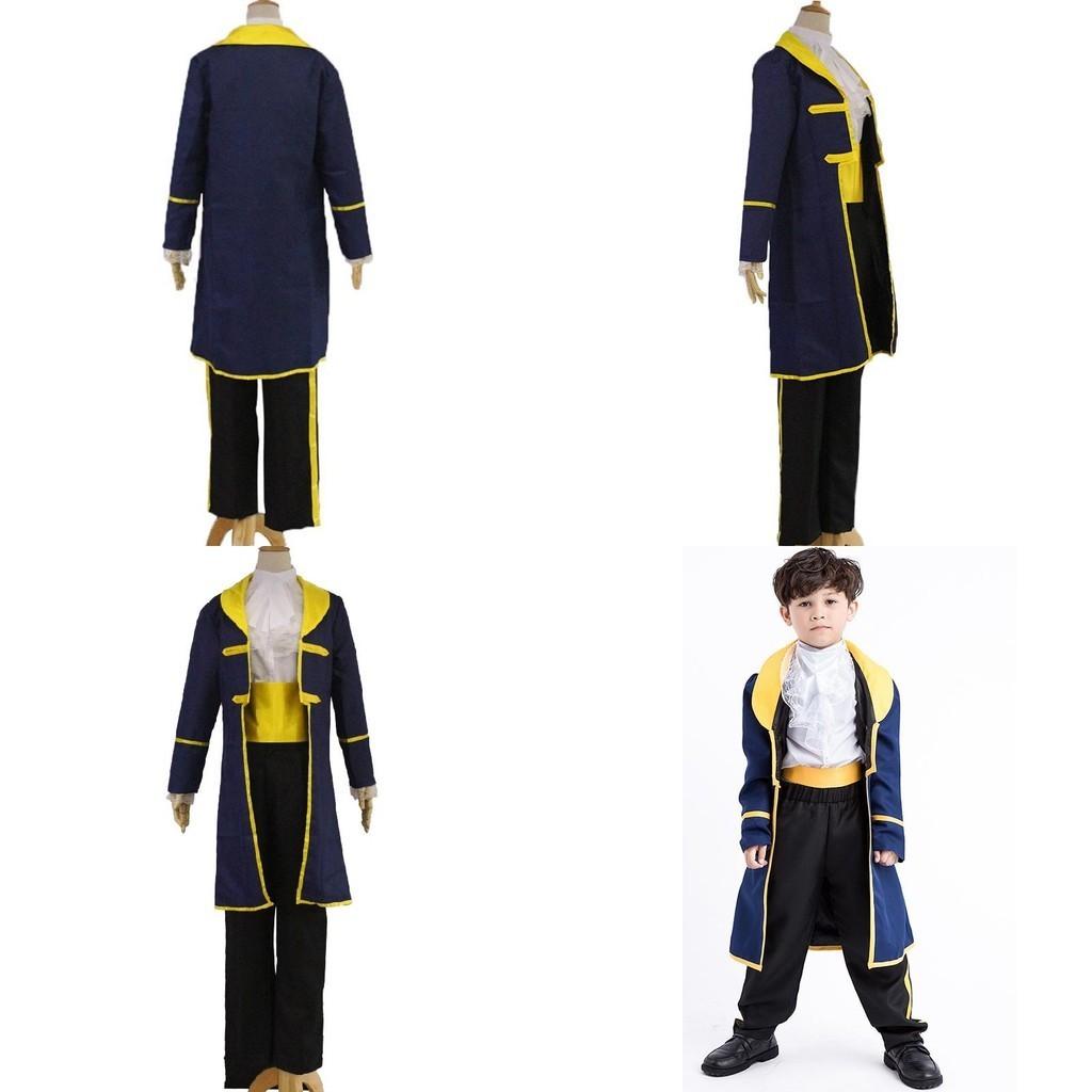 Breathable Beauty And The Beast Adam Cosplay Suit For Boys With Stylish Blue Design