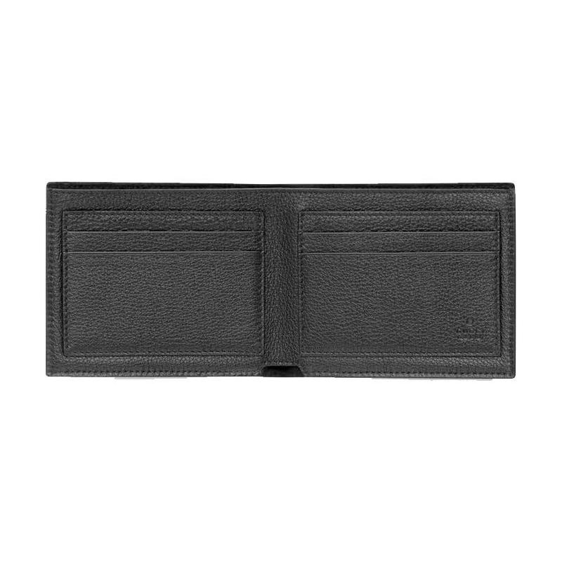 Gucci Printed Embossed Logo Bi-fold Built-in Card Slot Leather Wallet Unisex Couple Style Black