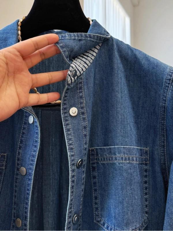 Koreanischer Stil Lagen-Denim-Langarmhemd für Damen - Trendige Herbst-Freizeitkleidung