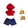 COZENTA Plush Doll Clothes Set (Hoodie, Pants, and Shoes) - Cute (A, Red, 10cm)