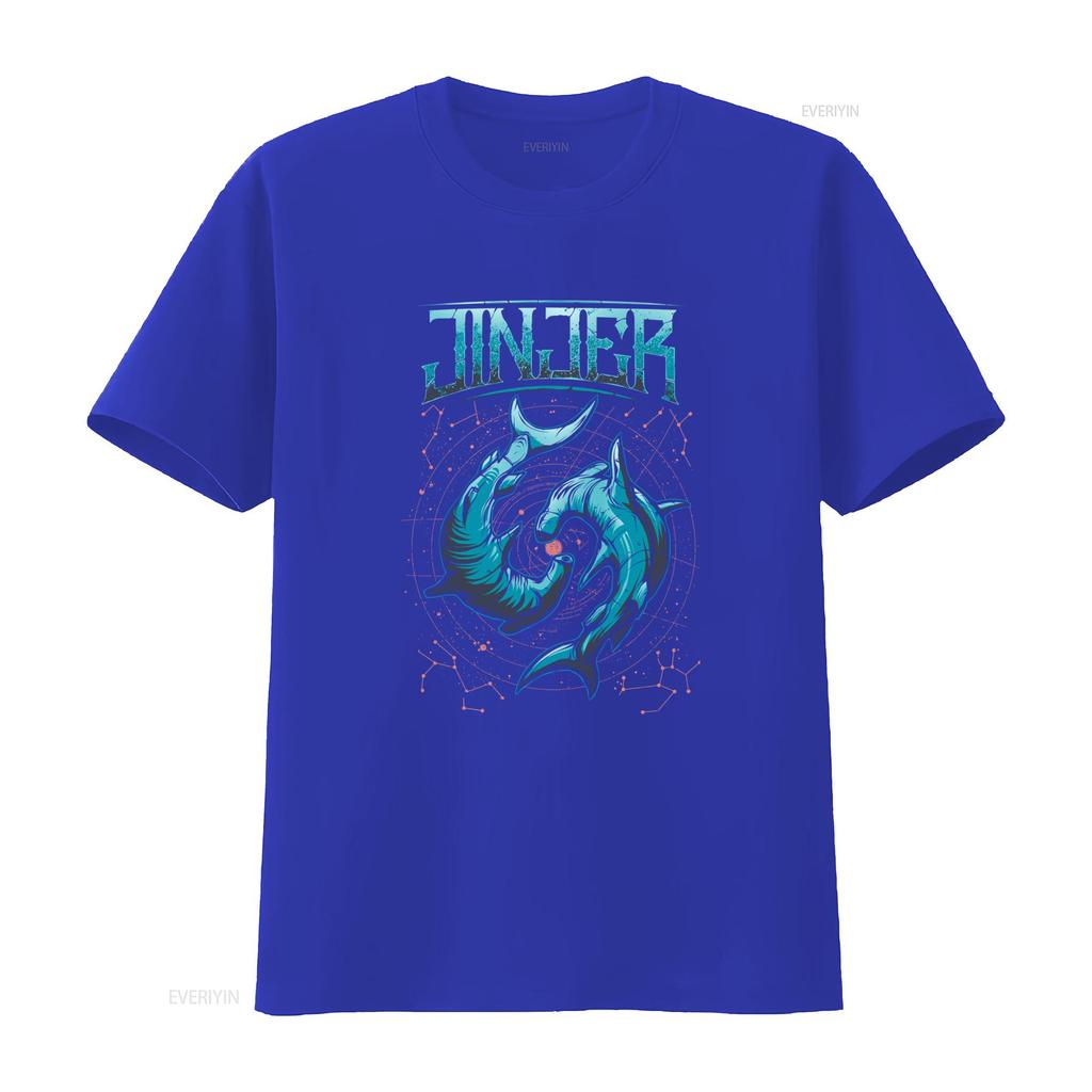 Best Seller Jinjer T Shirt Merch Metal Music Heavy Cotton with Zodiac Shark Design Vintage Washed Slightly Versatile Breathable