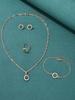 5pcs Women Zircon Set, Luxury Ladies Fashion Casual Bracelets, Necklace, Ring Earrings Zircon Set, Suitable for Daily Wear, Gi