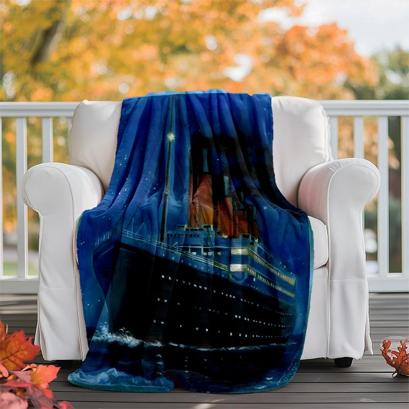 Titanic Flanellen Deken Zacht Warm All-Season Plaid, Ontwerp voor Kamperen, Autoreizen, Wandelen Bank, Bed, Kantoor Perfect Cadeau voor Feesten