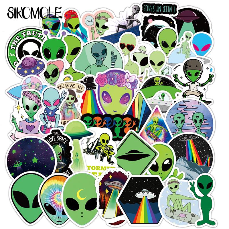 10 30 50PCS Outer Space Stickers Alien UFO Astronaut Green Sticker DIY Toy Laptop Car Motorcyle Notebook Kid Graffiti Sticker F5