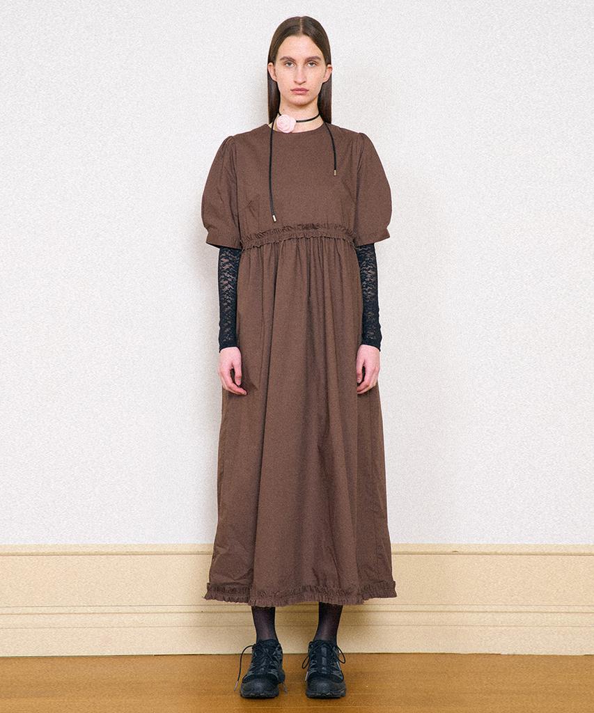 Partimento Woman Puff Sleeve Maxi Dress_Brown