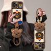 Plush Bear Lanyard Suitable for Apple 16promax Mobile Phone Case 13 Autumn and Winter 15 Silicone Lambskin 14 Maillard