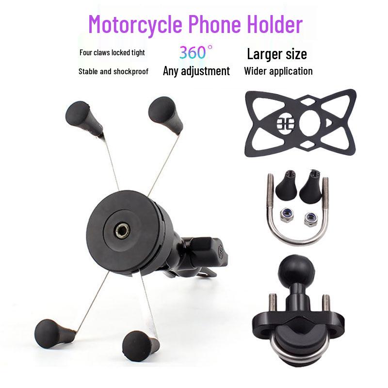 Adjustable Motorcycle Phone Holder for 3.5-7 Inch Devices with Handlebar and Mirror Mount