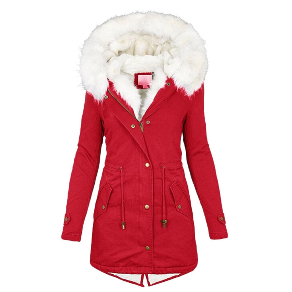 Womens Winter Warm Cotton Jacket Hoodie Lady Casual Parkacoat Down Jacket Short Coat Outwear Winter Overcoat