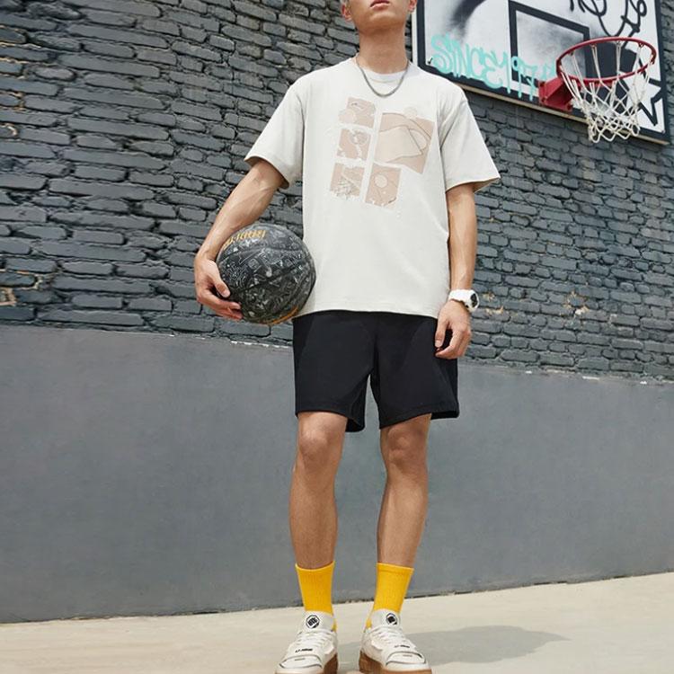 LiNing Loose Drawstring Casual Shorts Men Bottoms Black AKSSA75-3