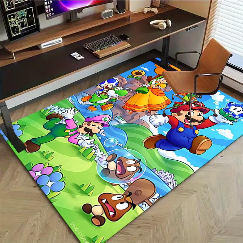 1pc Mario Bros Adventure Carpet for Playroom Bedroom Living Room Sofa Home Decor,kids Game Area Rug Non-slip Floor Mat Y72919