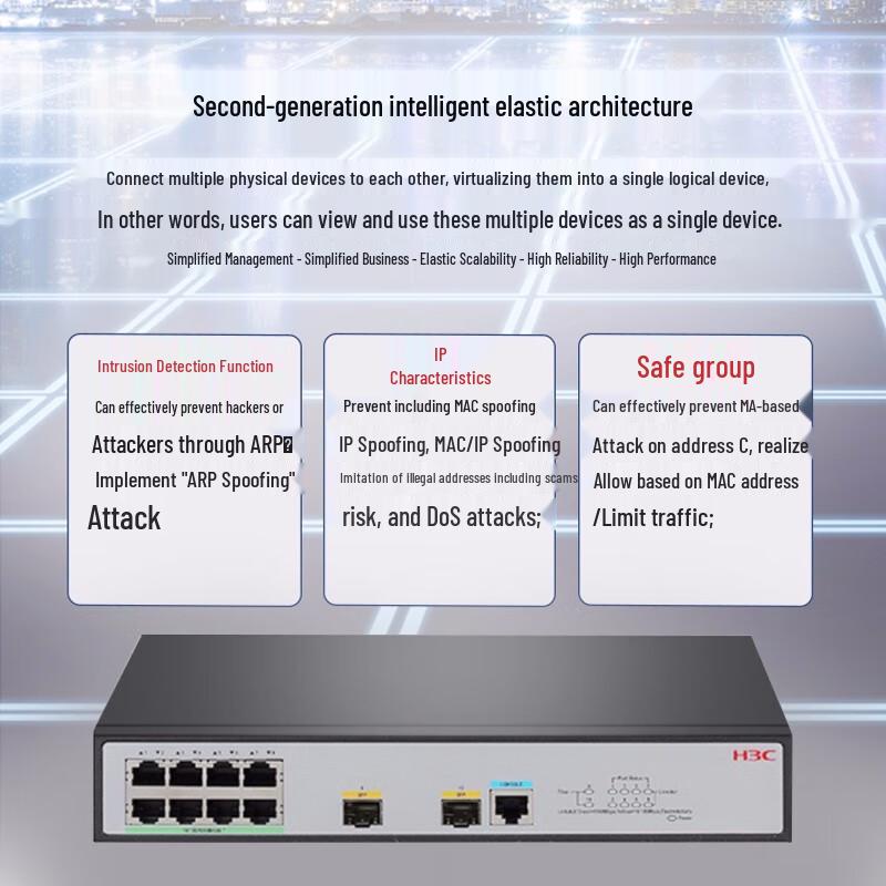 Switch de rețea gestionat Gigabit Layer 2 cu 10 porturi H3C S5008PV5-EI