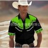Men's Red Western Style Embroidery Short Sleeve Summer Shirt