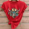 Fashion Women Animal Cow Skeleton Flower Print T Shirt Funny Casual O-neck Short Sleeves T-shirt Summer Female Tee Shirt