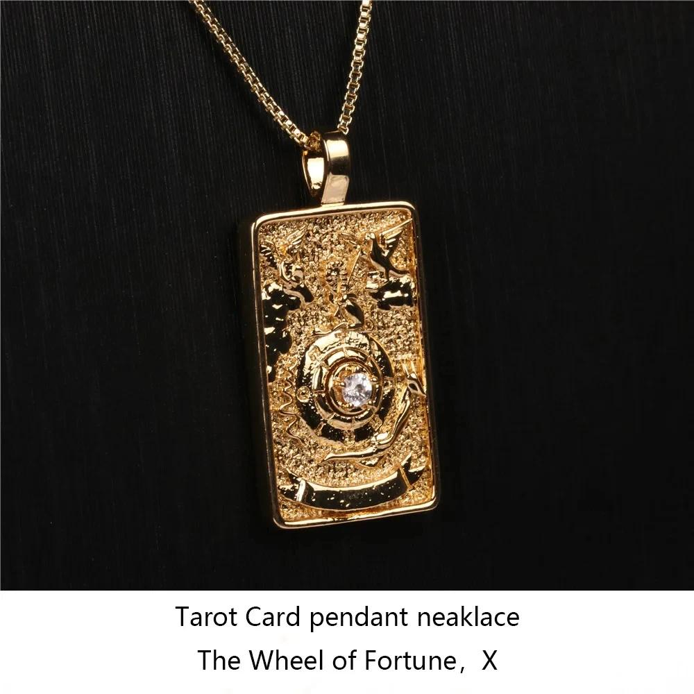 Fashion Tarot Card Pendants Necklaces for Women 2024 Goth Stainless Steel Tarot Moon Choker Necklace Tarot Divination Jewelry