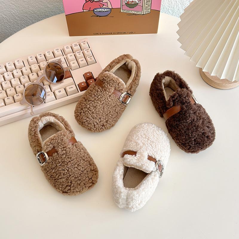 New Style Girls' Soft-soled Shoes for Children, Thickly Lined with Cotton, Shallow Toe Design
