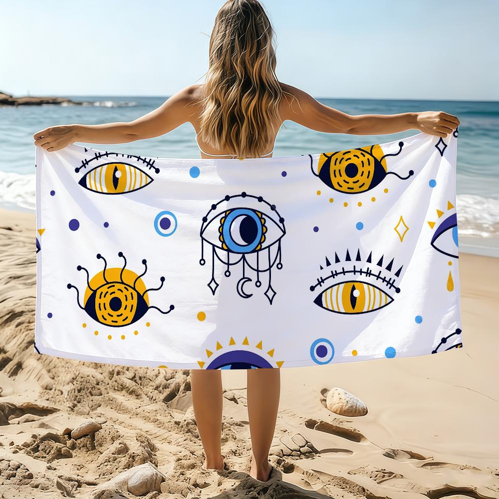 Ojo de la Suerte Ojos Malos Azules Toalla Toalla de Playa Tamaño Grande Secado Rápido Absorbente Suave Natación Toallas de Playa para Hombres Mujeres