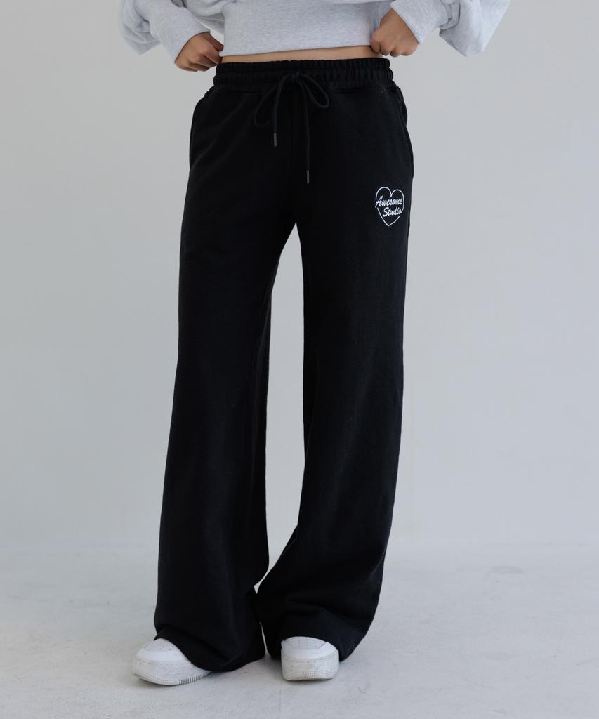 AWESOME STUDIO Low-Waist Wide Sweatpants Black
