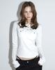 Maegolenseoul Pocket Henley Neck Ribbed Long Sleeve White
