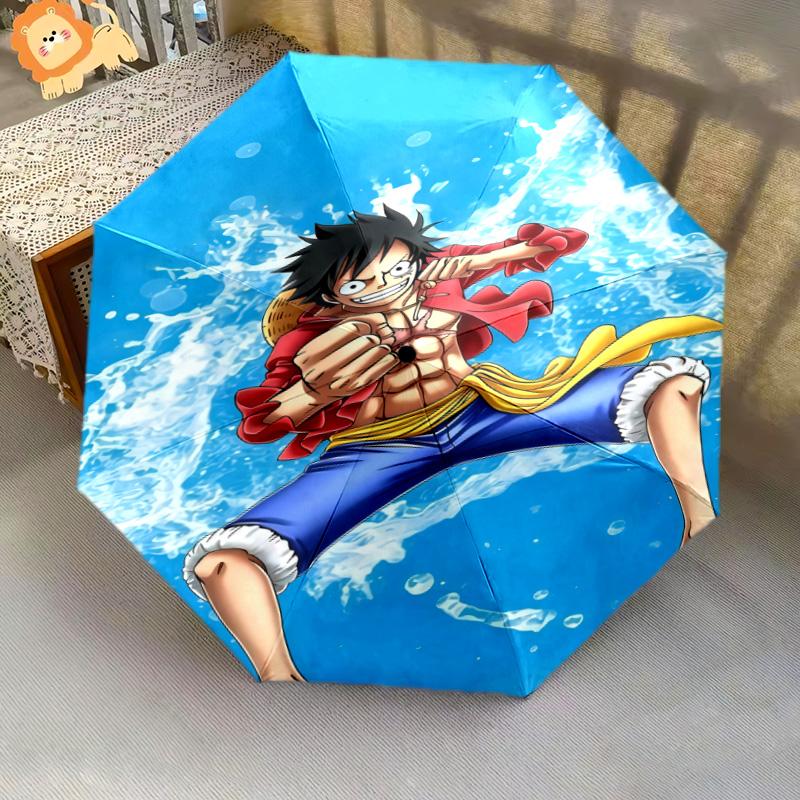 1 PC Automatic Folding Umbrella - Luffy D Pattern Portable Foldable Design With 8 Ribs Christmas Birthday Gifts
