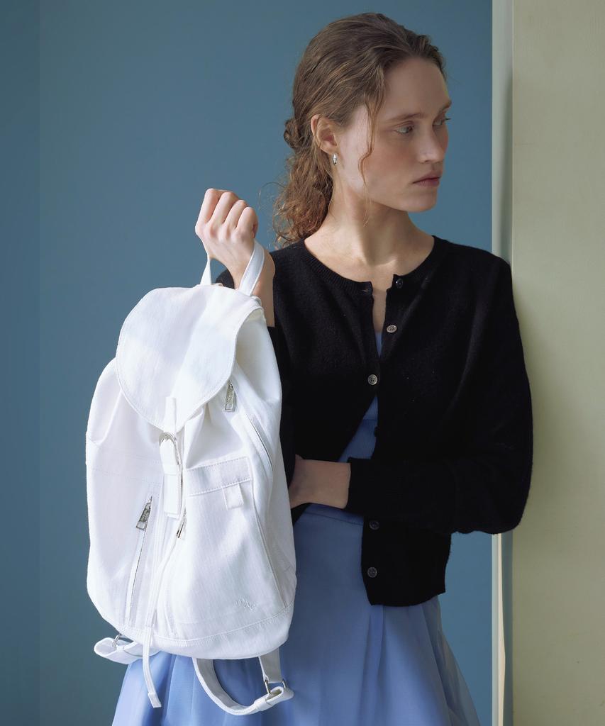 Mucu And Ebony Notting Herringbone Backpack _ Ivory