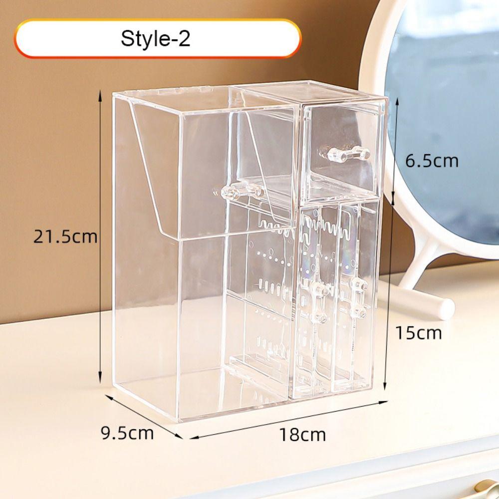 Acrylic Makeup Brush Holder Transparent Beauty Brush Container Vanity Table