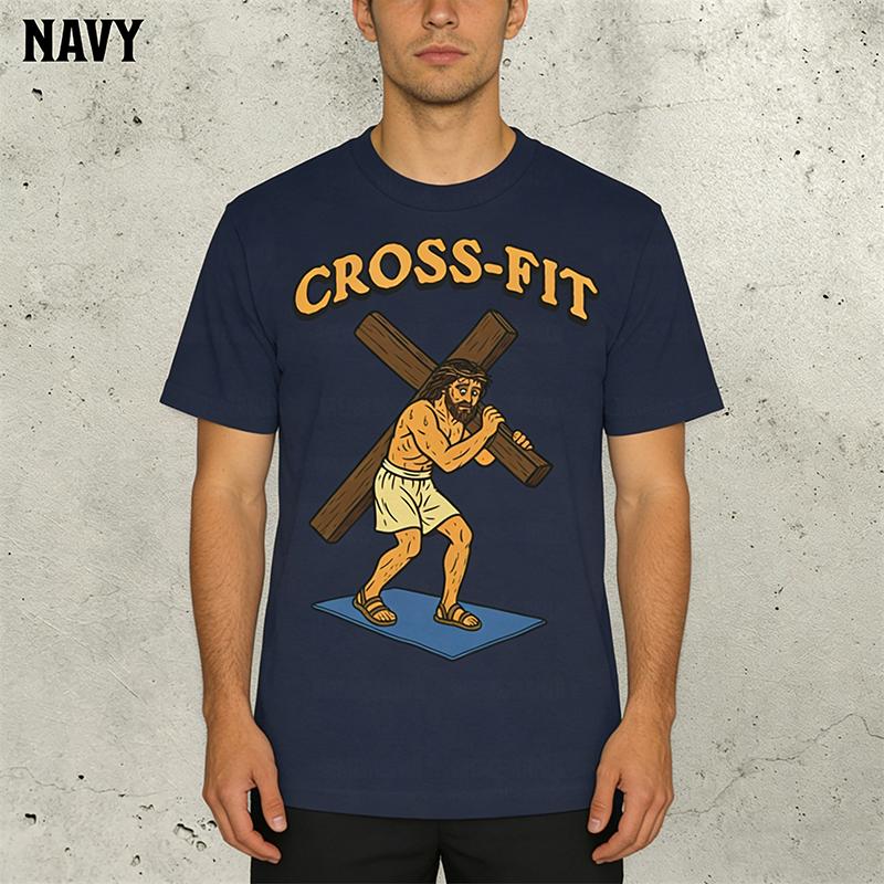 Camiseta con Estampado de Palabras de Jesús para Hombre Estilo Cross-fit Hip Hop Street Manga Corta Camisetas de Color Sólido Casual Moda de Verano