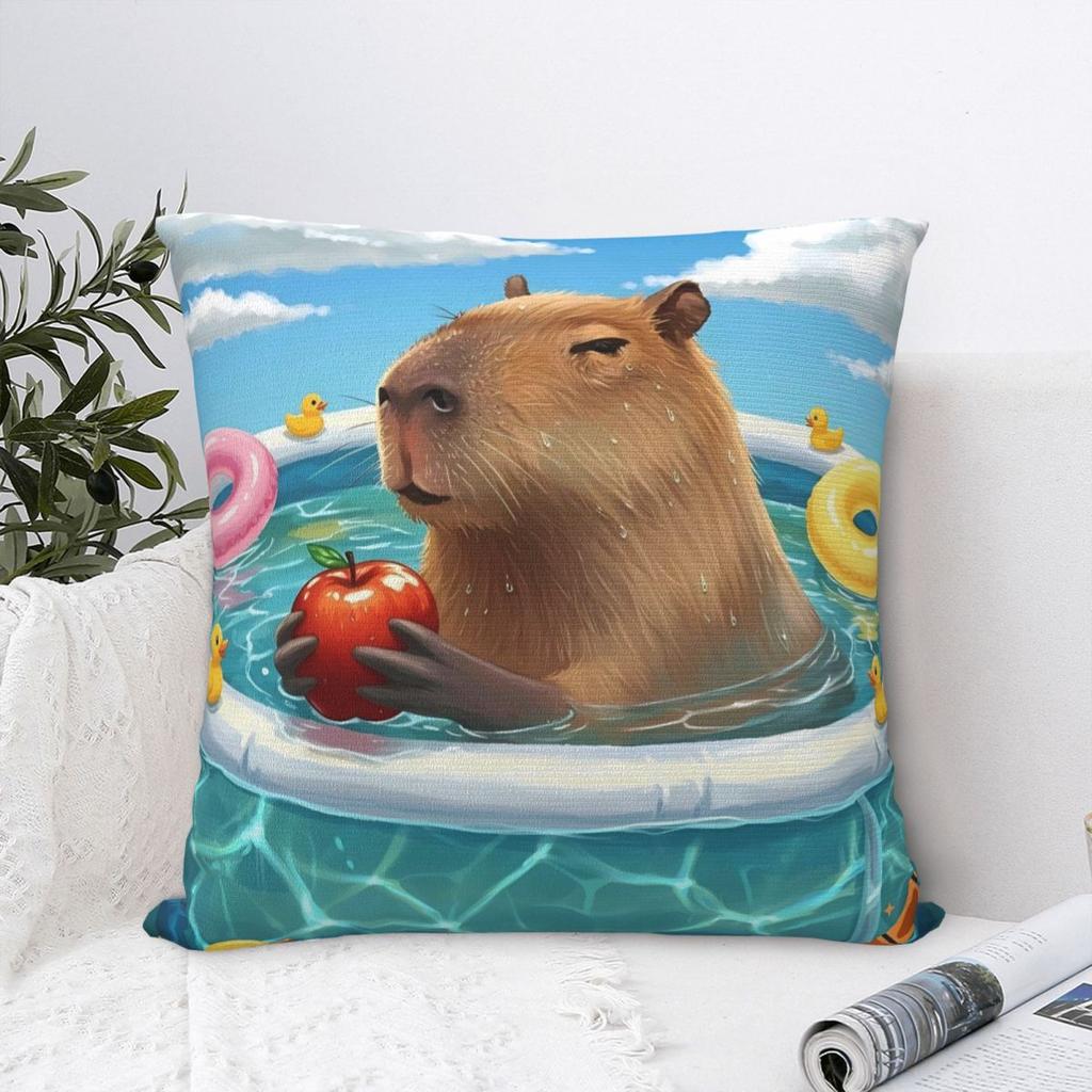 Cute Capybara Pillow Cover Kawaii Pillow Case For Office Car Home Decorative Cushion Cover Polyester Printed Pillowcases Gift
