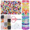 Colorful Beads for Bracelet Making, DIY Jewelry Kit with Mixed Beads, Letter Beads, String and Scissors