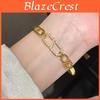 Light Luxury 18k Gold Plated Zircon Elliptical Bracelet For Office And Casual Wear