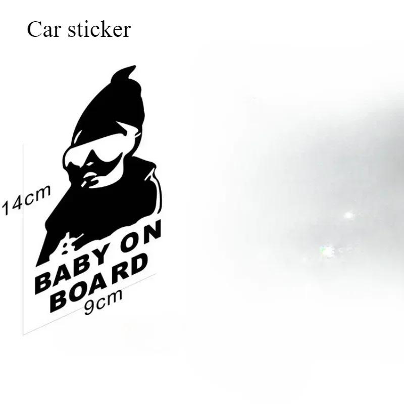 NEUE Autoaufkleber Kreativ BABY AN BORD Heckscheibe Autoaufkleber Hinten Reflektierende Sonnenbrille Auto Warnaufkleber Schwarz Weiß